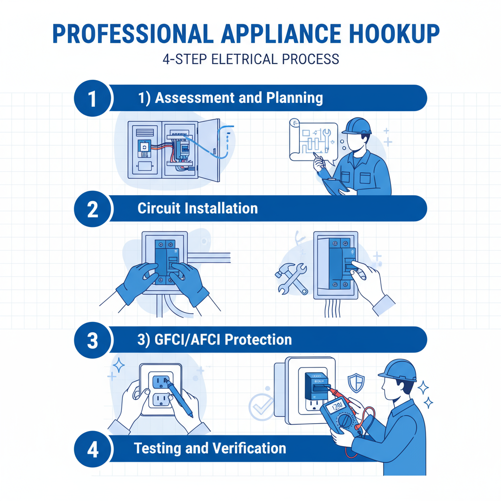 Infographic showing the 4-step professional appliance hookup process